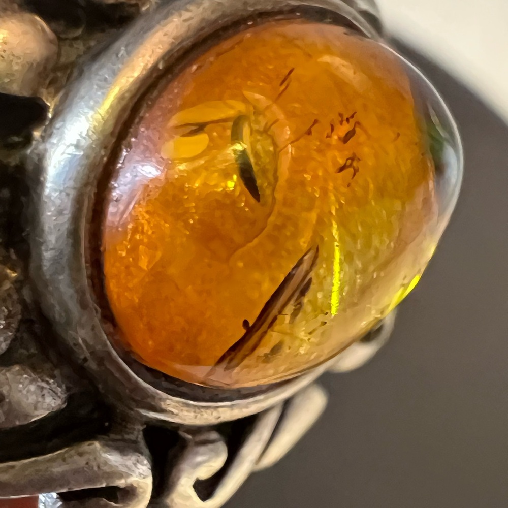 Sterling Silver 925 and Amber Ring Size 5.5 - Picture 4 of 7